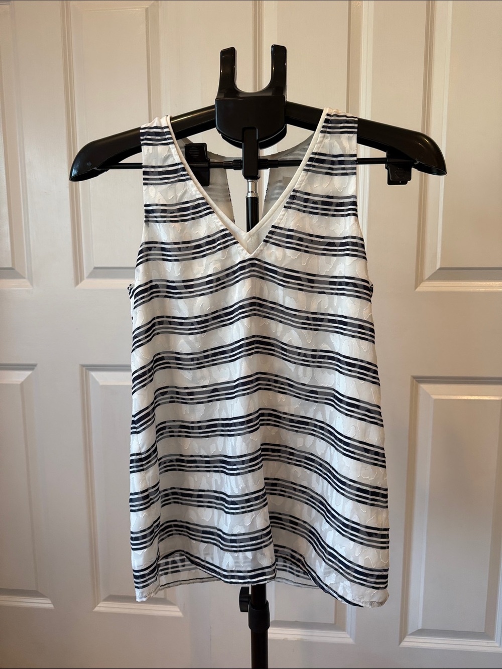 cooper & ella Black and White Striped V-Neck Swim Coverup